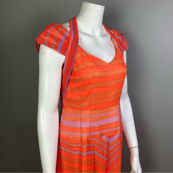 Nanette Lepore dress size 6 NWT Silk colorful stripe red nautical halter Y2k 00s - Picture 6 of 11